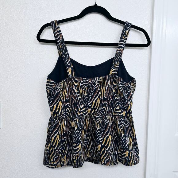 Anthropologie Jaime Zebra Peplum Tank Top S Animal Print Square Neck Sleeveless - Picture 3 of 7